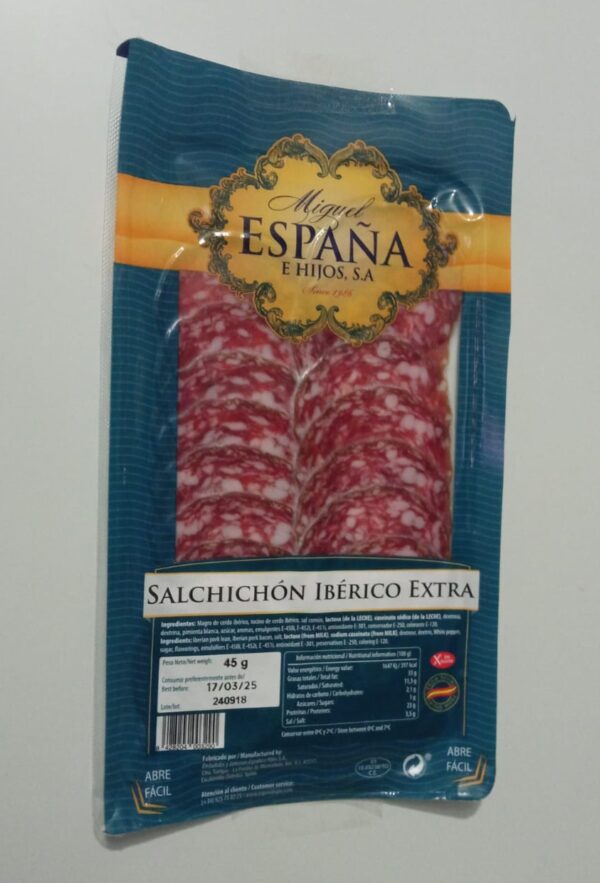 LONCHAS SALCHICHON IBERICO ESPAÑA, 45GR