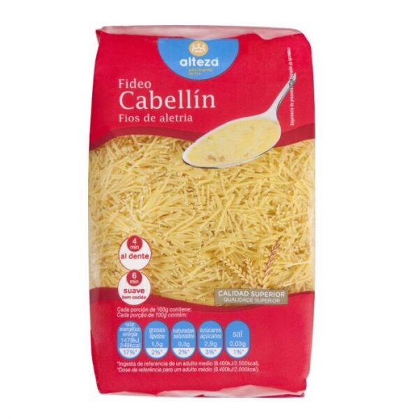 PASTAS ALTEZA FIDEO CABELLIN, 500GR