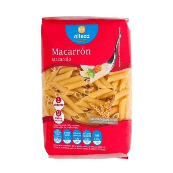 PASTAS ALTEZA MACARRONES PLUMAS, 500GR