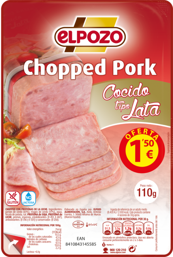 CHOPPED PORK LATA EL POZO, 110GR