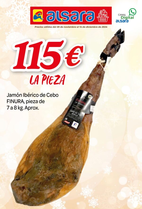 JAMON IBERICO DE CEBO FINURA, PIEZA 8KG APROX